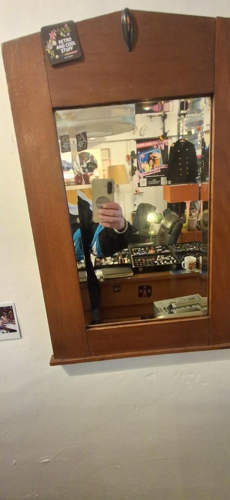 Vintage Spiegel met Houten Frame, Ophalen of Verzenden, Rechthoekig, 50 tot 100 cm, 100 tot 150 cm