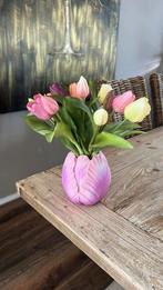 Mooie tulpen vaas met tulpen, Huis en Inrichting, Ophalen of Verzenden, Zo goed als nieuw