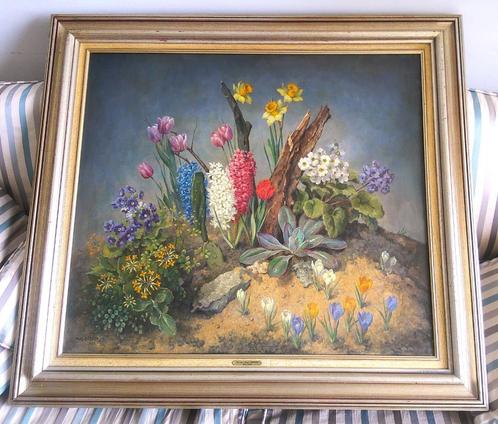 Compositie voorjaarsbloemen ca.1950 - Hugo Berten (1894-1959, Antiek en Kunst, Kunst | Schilderijen | Klassiek, Ophalen