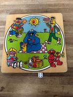 Vintage Sesamstraat picknick houten puzzel, Gebruikt, Ophalen of Verzenden, Van hout, Minder dan 10 stukjes