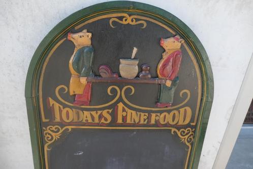 Vintage groot reclame / keuken bord: Todays fine food., Antiek en Kunst, Curiosa en Brocante, Ophalen