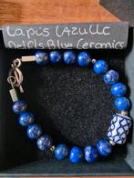 Blauwe Lapis Lazuli Armband met Delftse Keramiek, Overige materialen, Blauw, Ophalen of Verzenden, Zo goed als nieuw