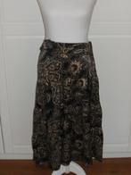 S'nob Snob zgan zuiver zijde zwarte print midi rok, maat L, Kleding | Dames, Rokken, Zwart, Maat 42/44 (L), Ophalen of Verzenden