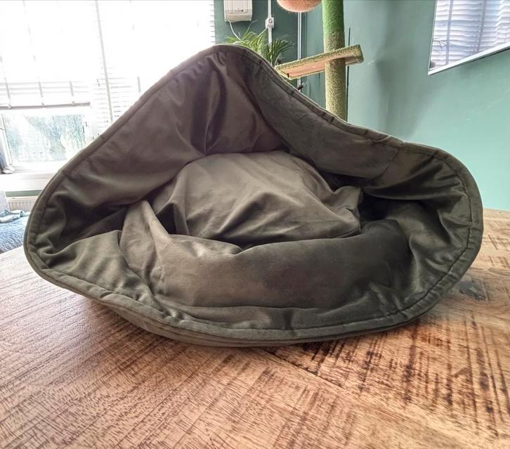 Kattenmand Fluweel Fluco Groen 45 x 45 x 35 cm, Dieren en Toebehoren, Kattenmanden, Zo goed als nieuw, Pluche, Ophalen of Verzenden