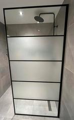 Douchewand | industrieel | zwart | glas met matte sticker, Huis en Inrichting, Ophalen, 200 cm of meer, Overige typen, 50 tot 100 cm