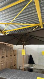 Parasol teakhout 3x3 mt taupe doek, Tuin en Terras, Parasols, Verstelbaar, Nieuw, Ophalen of Verzenden, Stokparasol