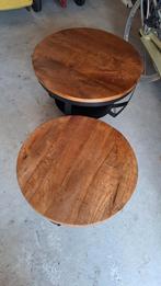 Mangohouten salontafels, 50 tot 100 cm, Minder dan 50 cm, Rond, Zo goed als nieuw