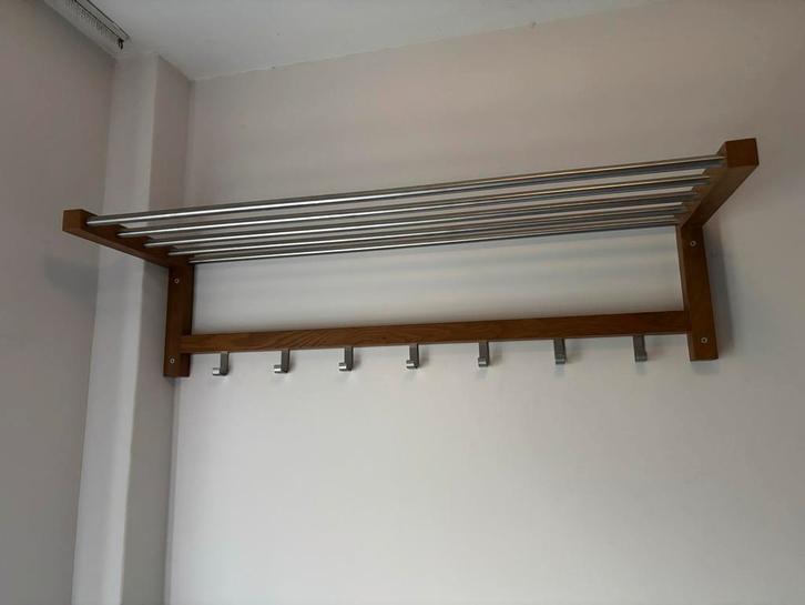 Houten Wandkapstok met Metalen stangen en haakjes, Huis en Inrichting, Woonaccessoires | Kapstokken, Gebruikt, Wandkapstok, Minder dan 100 cm