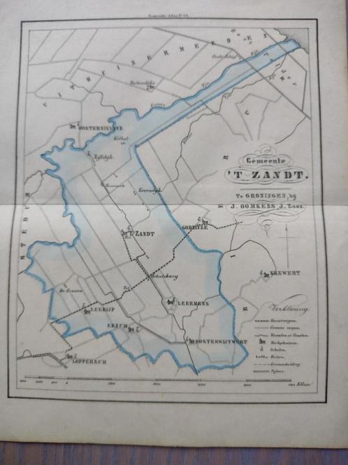 62 t'Zand Godlinze Leermens Eenum Zeerijp Litho Fehse 1862, Antiek en Kunst, Kunst | Litho's en Zeefdrukken, Ophalen of Verzenden