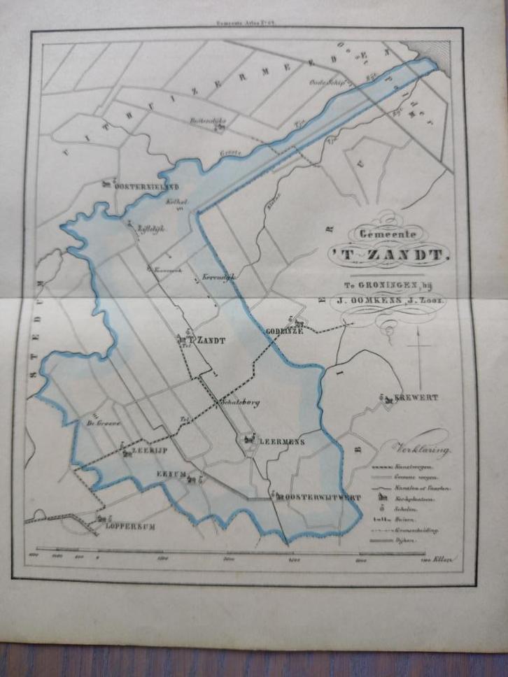 62 t'Zand Godlinze Leermens Eenum Zeerijp Litho Fehse 1862, Antiek en Kunst, Kunst | Litho's en Zeefdrukken, Ophalen of Verzenden