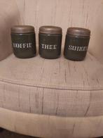 Voorraad blikken koffie thee suiker groene met gouden bies, Antiek en Kunst, Ophalen of Verzenden