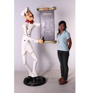 Chef Skinny beeld Menubord – Kok Hoogte 185 cm Beschrijfbaar beschikbaar voor biedingen