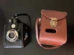vintage gevabox boxcamera jaren 50 orginele leren tas foto, Ophalen of Verzenden, Gebruikt, Compact, Overige Merken