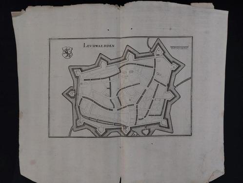 16 / plattegrond Leeuwarden Gravure uit 1659 van C. Merian, Antiek en Kunst, Kunst | Etsen en Gravures, Ophalen of Verzenden