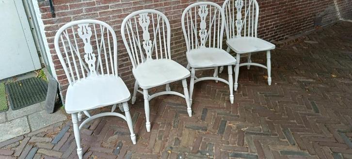 eetkamer stoelen, Huis en Inrichting, Stoelen, Gebruikt, Vier, Hout, Wit, Ophalen