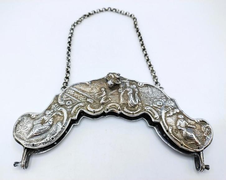 Zilveren tasbeugel met Mozes, W. Edeling, Schoonhoven, 1916, Antiek en Kunst, Antiek | Goud en Zilver, Zilver, Verzenden
