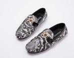 Grijze heren slangen loafers moccasins luxe instappers, Verzenden, Nieuw, Overige kleuren, Loafers