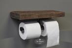 Oud houten toiletrol houder dubbel hout toilet stoer sober, Verzenden, Nieuw