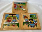 Drie houten puzzels in frame ROLF Jaklien, Kinderen en Baby's, Speelgoed | Kinderpuzzels, Ophalen of Verzenden, Gebruikt