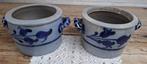 Stel van 2 oude Keulse potten met tulpen, Antiek en Kunst, Curiosa en Brocante, Ophalen of Verzenden