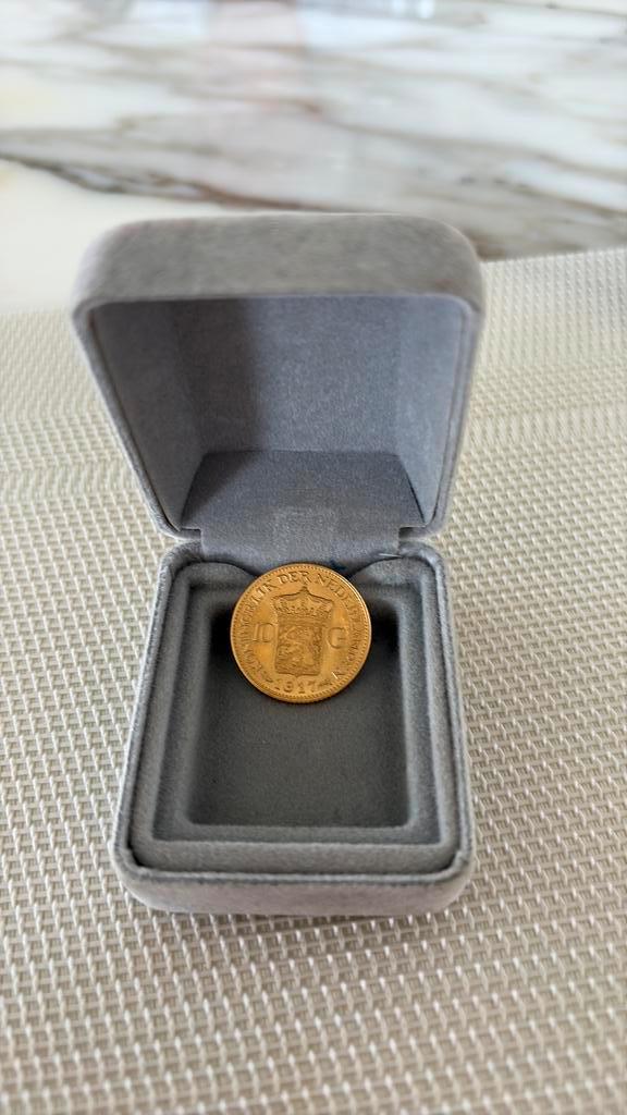 GOUDEN 10 GULDEN WILHELMINA 1917, Postzegels en Munten, Edelmetalen en Baren, Goud, Ophalen