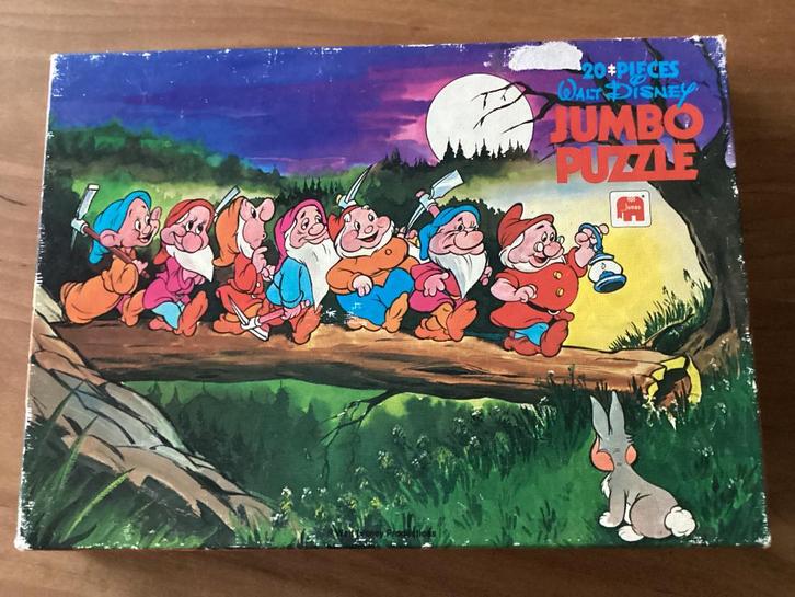 Puzzel Jumbo de zeven dwergen 20 stukjes, Hobby en Vrije tijd, Denksport en Puzzels, Gebruikt, Legpuzzel, Minder dan 500 stukjes