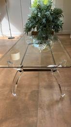 Curvasa salontafel design glazen blad perspex poten, 50 tot 100 cm, Rechthoekig, Zo goed als nieuw, Ophalen
