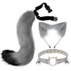 Grijze Vossenstaart Oren En Halsband Furry Fursuit Staart, Hobby en Vrije tijd, Verzenden, Nieuw, Accessoires