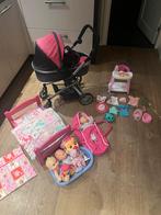 Poppenset met poppenwagen, bedje en andere accessoires!, Ophalen, Gebruikt, Babypop