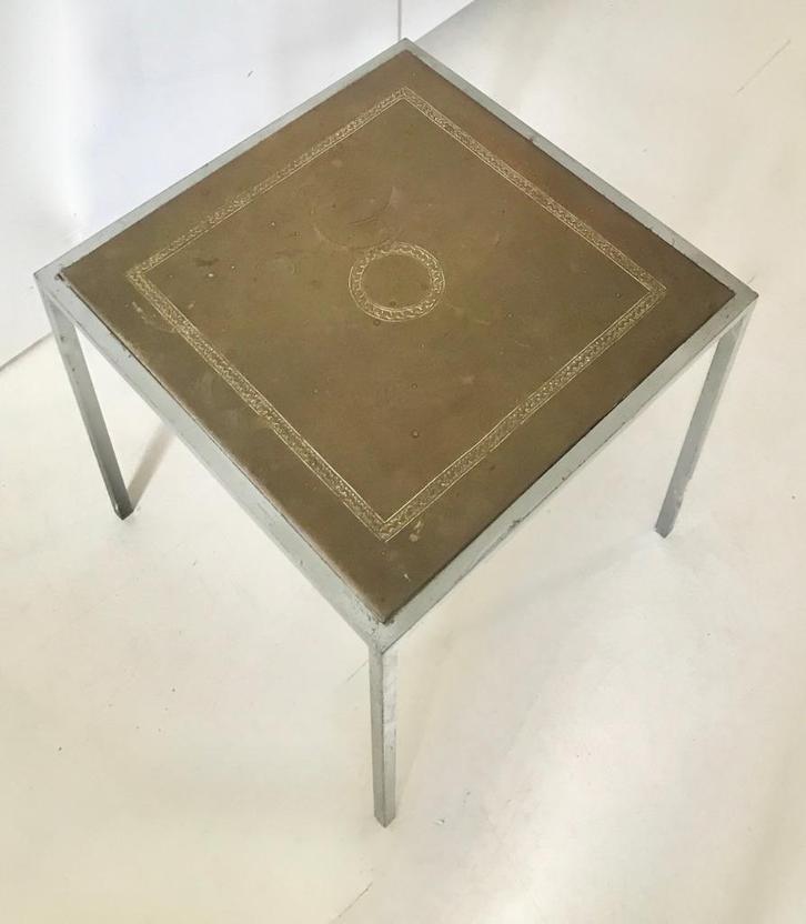 UNIEK! VINTAGE Oosters bijzettafeltje orientaals goud retro, Huis en Inrichting, Tafels | Bijzettafels, Gebruikt, Vierkant, 45 tot 60 cm