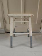 Vintage Houten Krukje - Wit & Grijs, Ophalen of Verzenden