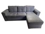VEJLBY Slaapbank met Chaise Longue – Donkergrijs, Ophalen, 125 tot 150 cm, Driepersoons, Metaal
