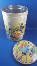 Vintage blik, nostalgische afbeelding Stadsgezicht. 6C10, Verzamelen, Blikken, Ophalen of Verzenden, Gebruikt, Koek(jes)