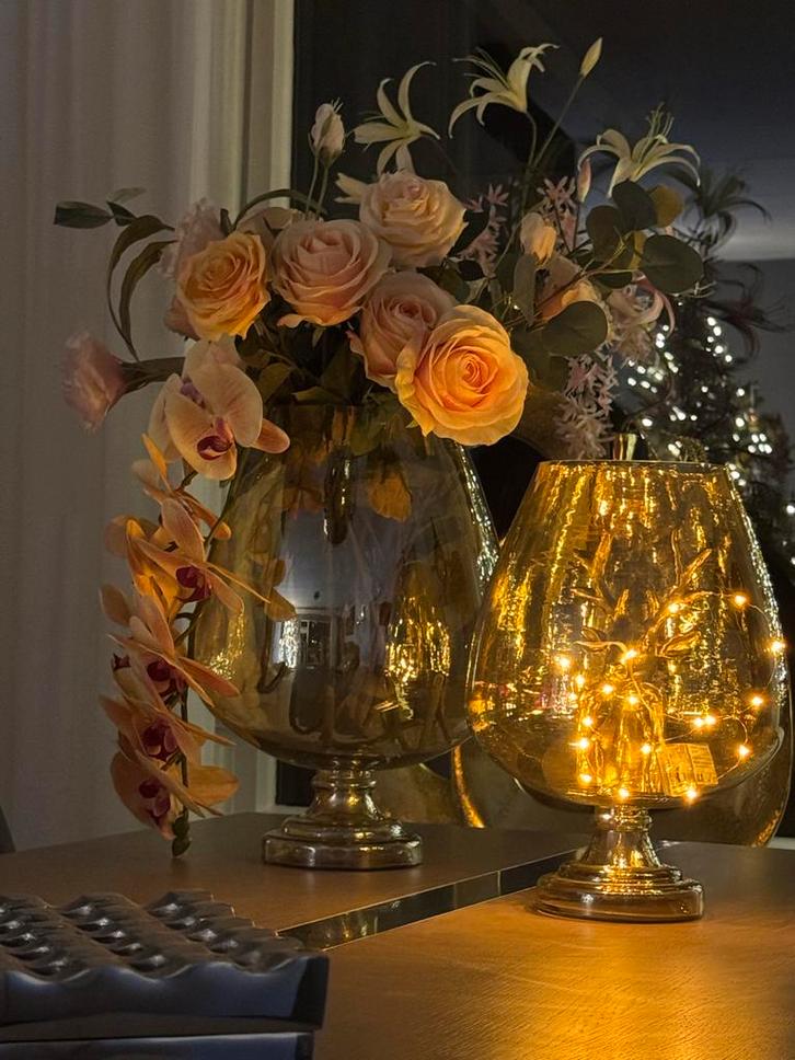 PTMD Windlichten met Zijdebloemen, Huis en Inrichting, Woonaccessoires | Vazen, Zo goed als nieuw, Overige kleuren, Minder dan 50 cm