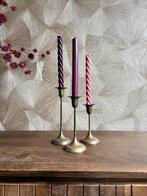 Vintage Mid-Century messing kandelaren | set van 3, Ophalen of Verzenden, Overige materialen