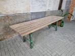 Grote Industriele Eettafel | Groen Staal & Hout Keuken Tafel, Gebruikt, Industrieel Industrial Vintage Retro Landelijk, 200 cm of meer