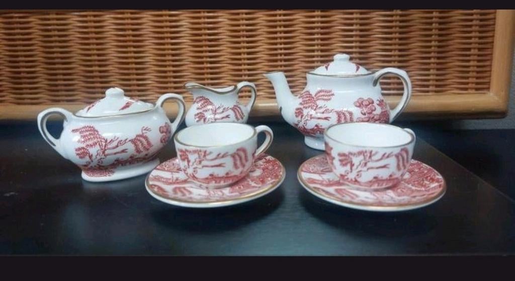 Miniatuur Coalport theeservies  Red Willow patroon, Antiek en Kunst, Ophalen of Verzenden