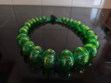 Groene ketting Moretti glaskralen kunstenares Carolien Schot beschikbaar voor biedingen