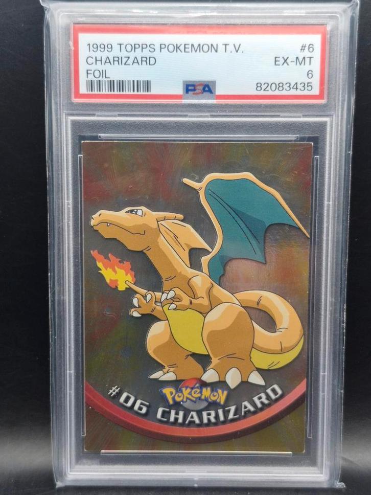 Charizard 1999 topps pokemon tv foil #6 psa 6 ex-mt, Hobby en Vrije tijd, Verzamelkaartspellen | Pokémon, Zo goed als nieuw, Foil