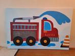 Brandweer groot schilderij met (eigen) naam op canvas, Ophalen, Zo goed als nieuw, Schilderij, 75 cm of meer
