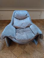 Vittorio Introini Saporiti fauteuil - Grijs suede, jaren '70, Ophalen, Gebruikt, Vintage, 75 tot 100 cm