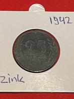 1942 Kwartje 25 cent Zink, Ophalen of Verzenden, Koningin Wilhelmina, 25 cent