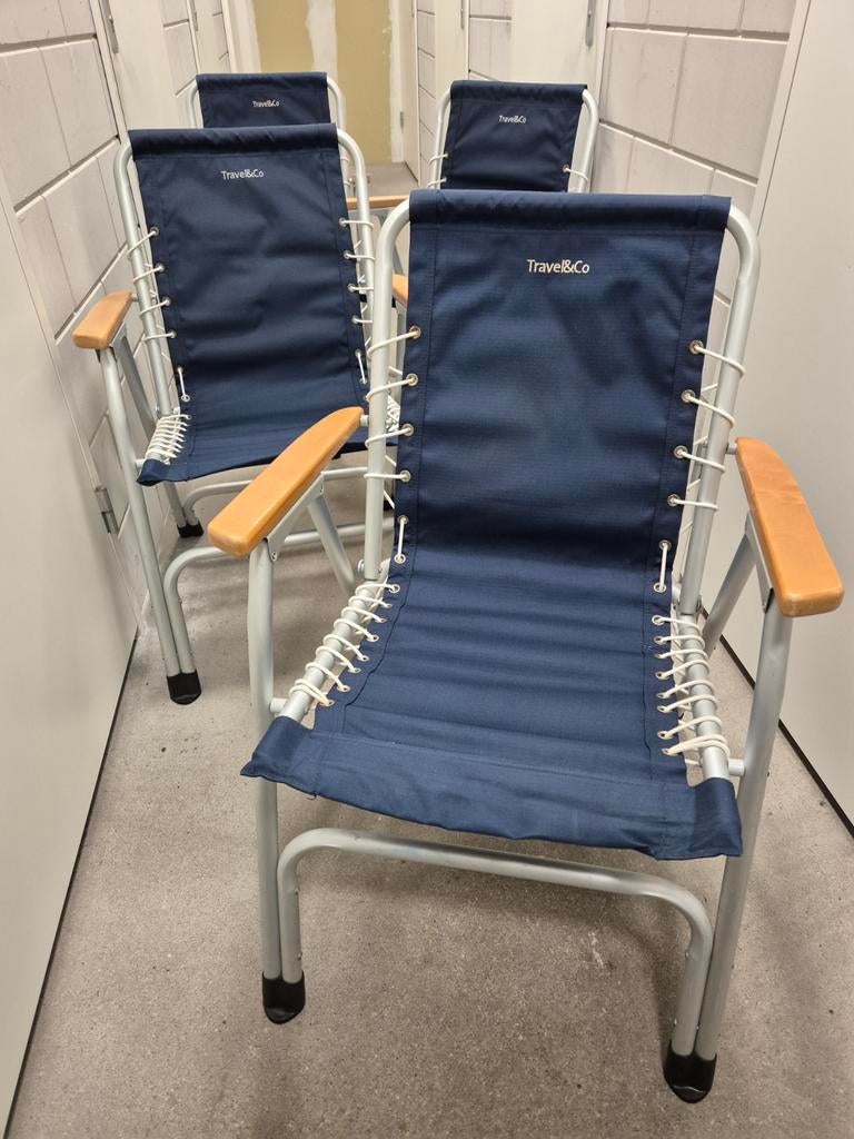 4 blauwe dekstoelen / bootstoelen / campingstoelen, Watersport en Boten, Accessoires en Onderhoud, Ophalen