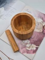 Bamboe Vijzel met Stamper - Kruiden & Specerijen Malen, Huis en Inrichting, Ophalen of Verzenden, Nieuw