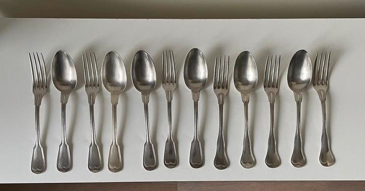 Christofle, 12 delig verzilverd bestek, 1900., Antiek en Kunst, Antiek | Bestek, Ophalen of Verzenden