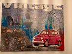 Schilderij Fiat 500 - Vintage Stijl, Ophalen