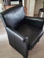 Zwarte lederlook stoelen met wieltjes (4 stuks), Huis en Inrichting, Stoelen, Ophalen, Gebruikt, Zwart, Metaal