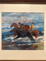 Schilderij - Ruiters aan Zee - 1954, Antiek en Kunst, Ophalen of Verzenden