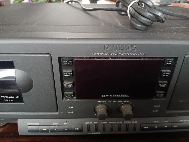 Philips Dubbel Cassettedeck - Goed Onderhouden, Audio, Tv en Foto, Cassettedecks, Dubbel, Philips, Auto-reverse, High speed dubbing