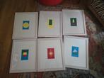 6 memphis stijl schilderijen 1992 gesigneer nh, Ophalen of Verzenden